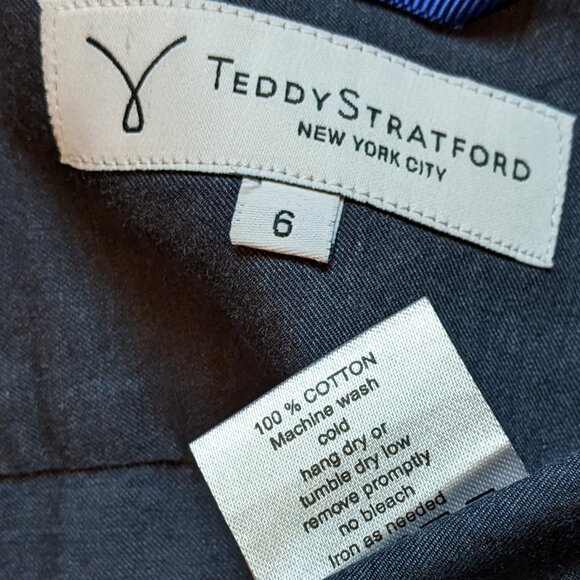 Teddy Stratford Shirt Short Sleeve Navy Blue Cotton - Picture 4 of 7